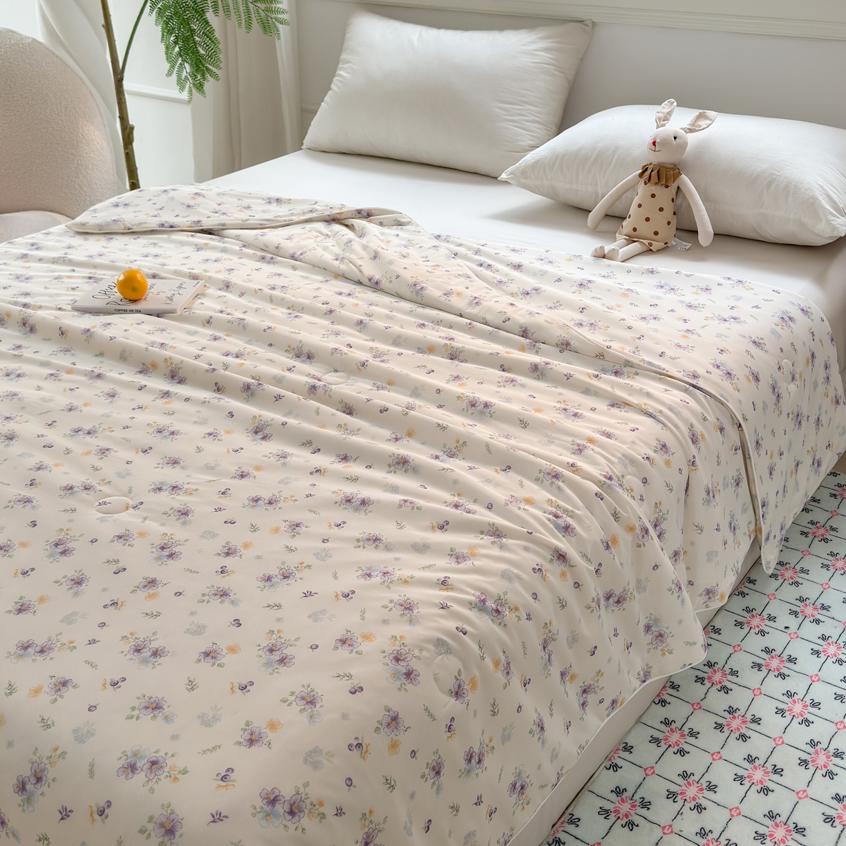 91家纺网 家纺一手货源 找家纺 雯雨家纺 2026新款A类凉感丝夏被夏凉被空调被 紫雾蔷薇