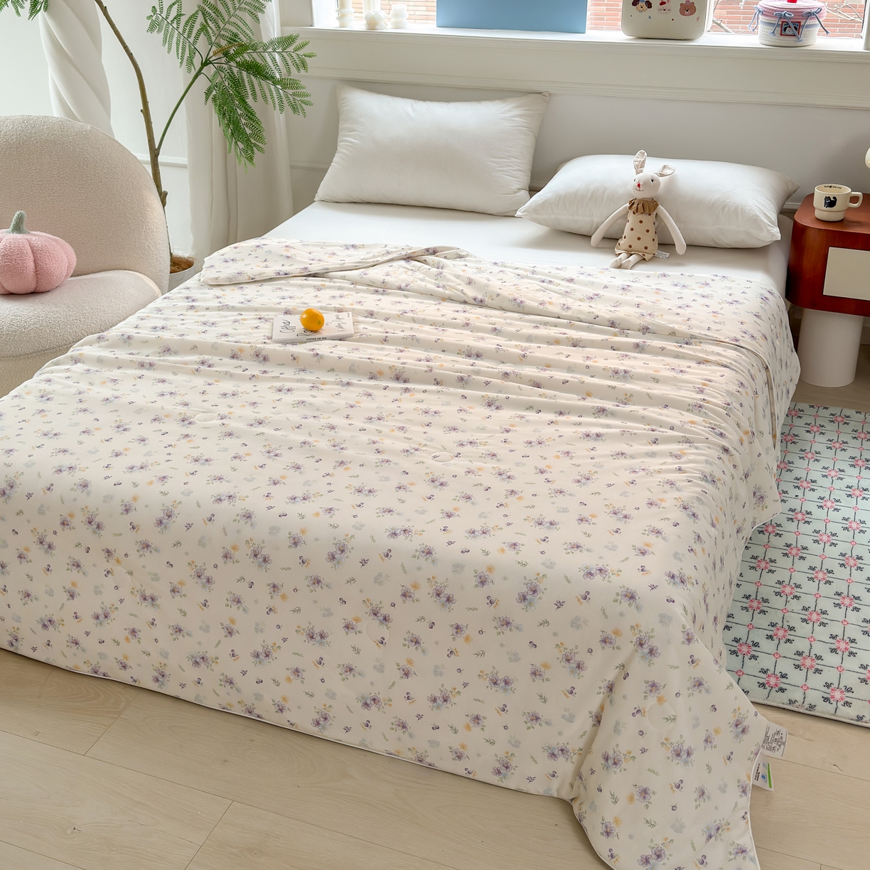 91家纺网 家纺一手货源 找家纺 雯雨家纺 2026新款A类凉感丝夏被夏凉被空调被 紫雾蔷薇