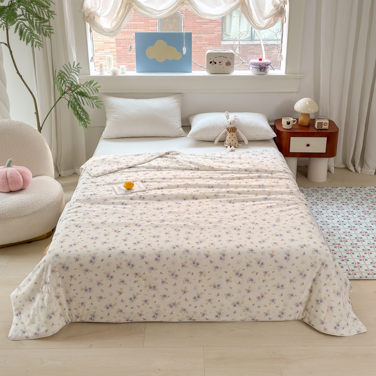 91家纺网 家纺一手货源 找家纺 雯雨家纺 2026新款A类凉感丝夏被夏凉被空调被 紫雾蔷薇