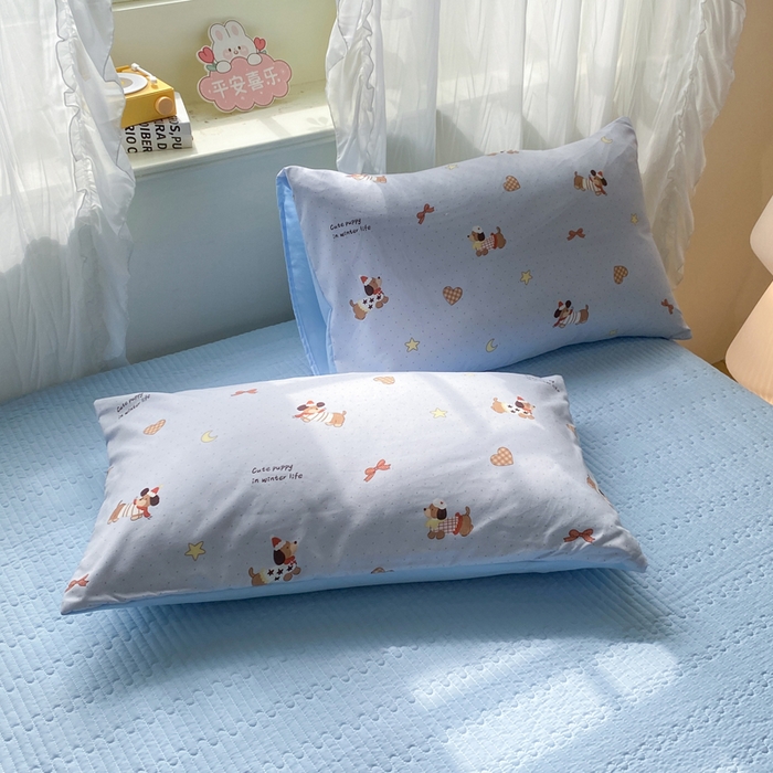 91家纺网 家纺一手货源 找家纺 优贝家纺 2026新款水洗棉古棉床盖四件套 小狗派对