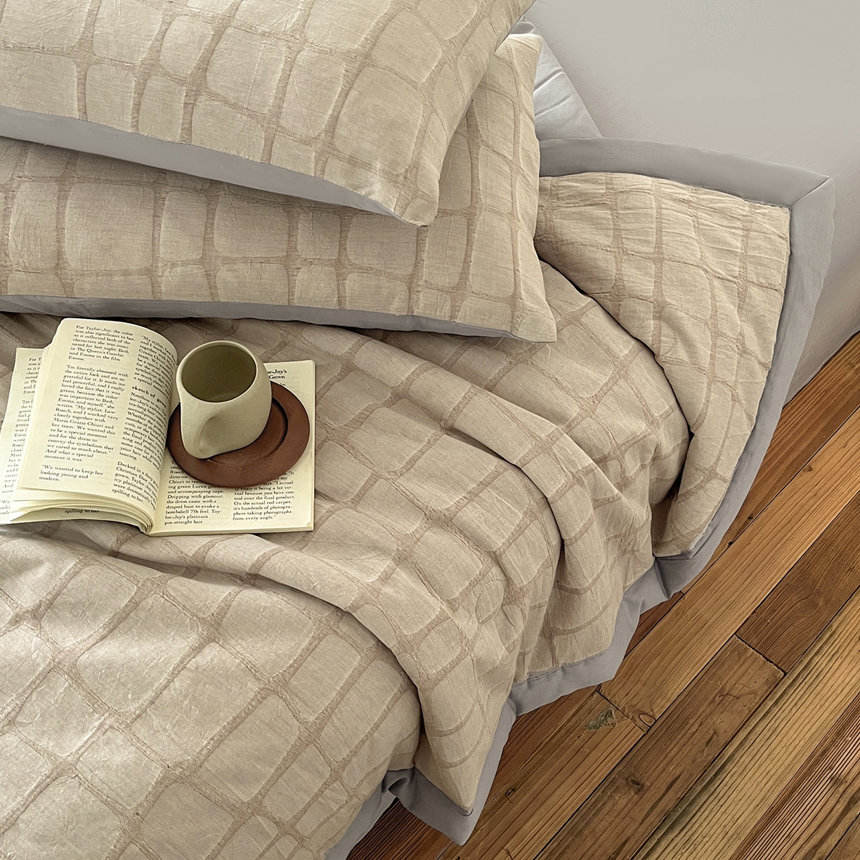 91家纺网 家纺一手货源 找家纺 吾秀家居 2026新款全棉纯棉大提花新疆棉花夏被夏凉被空调被四件套-石纹 石纹-卡其