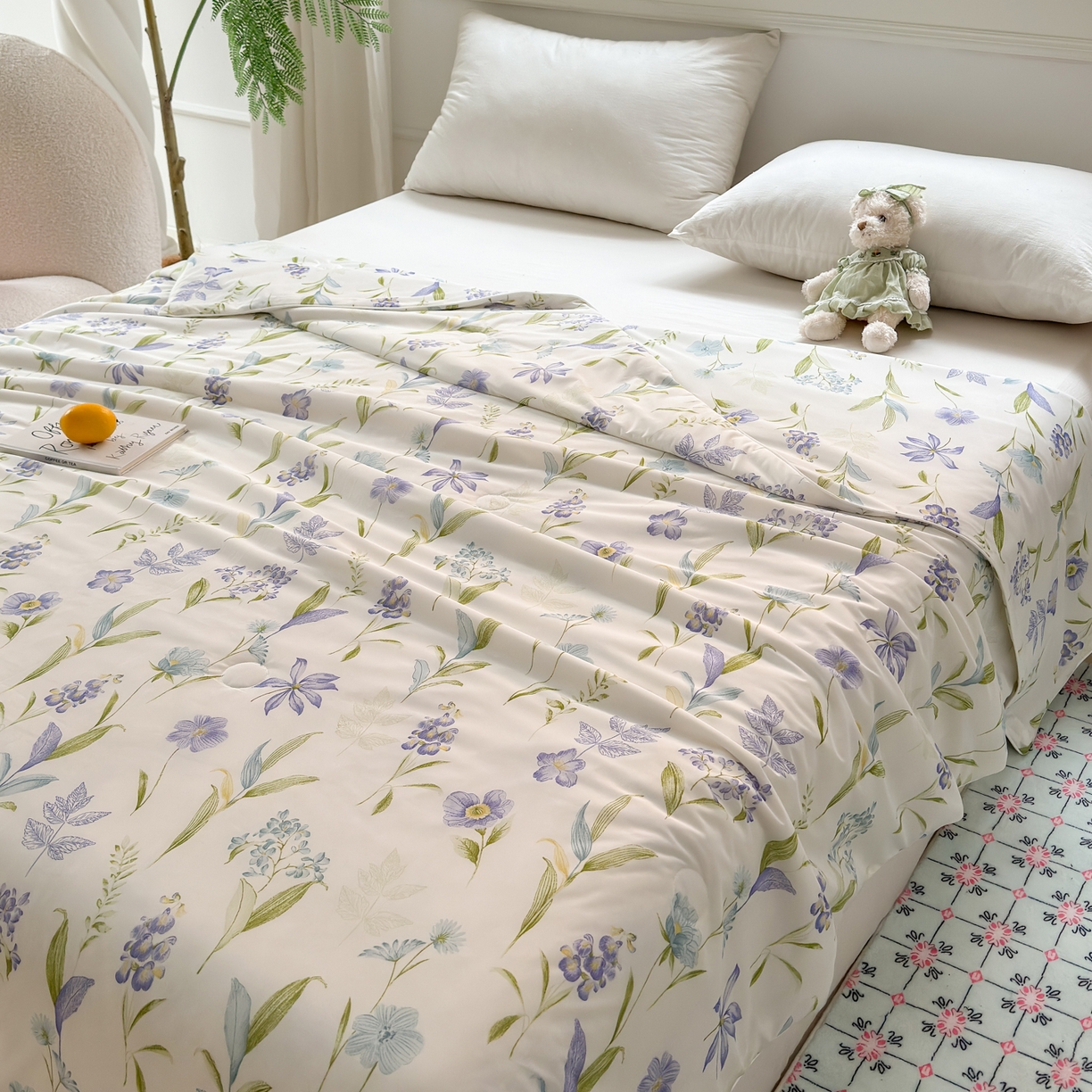 91家纺网 家纺一手货源 找家纺 雯雨家纺 2026新款A类凉感丝夏被夏凉被空调被 紫韵