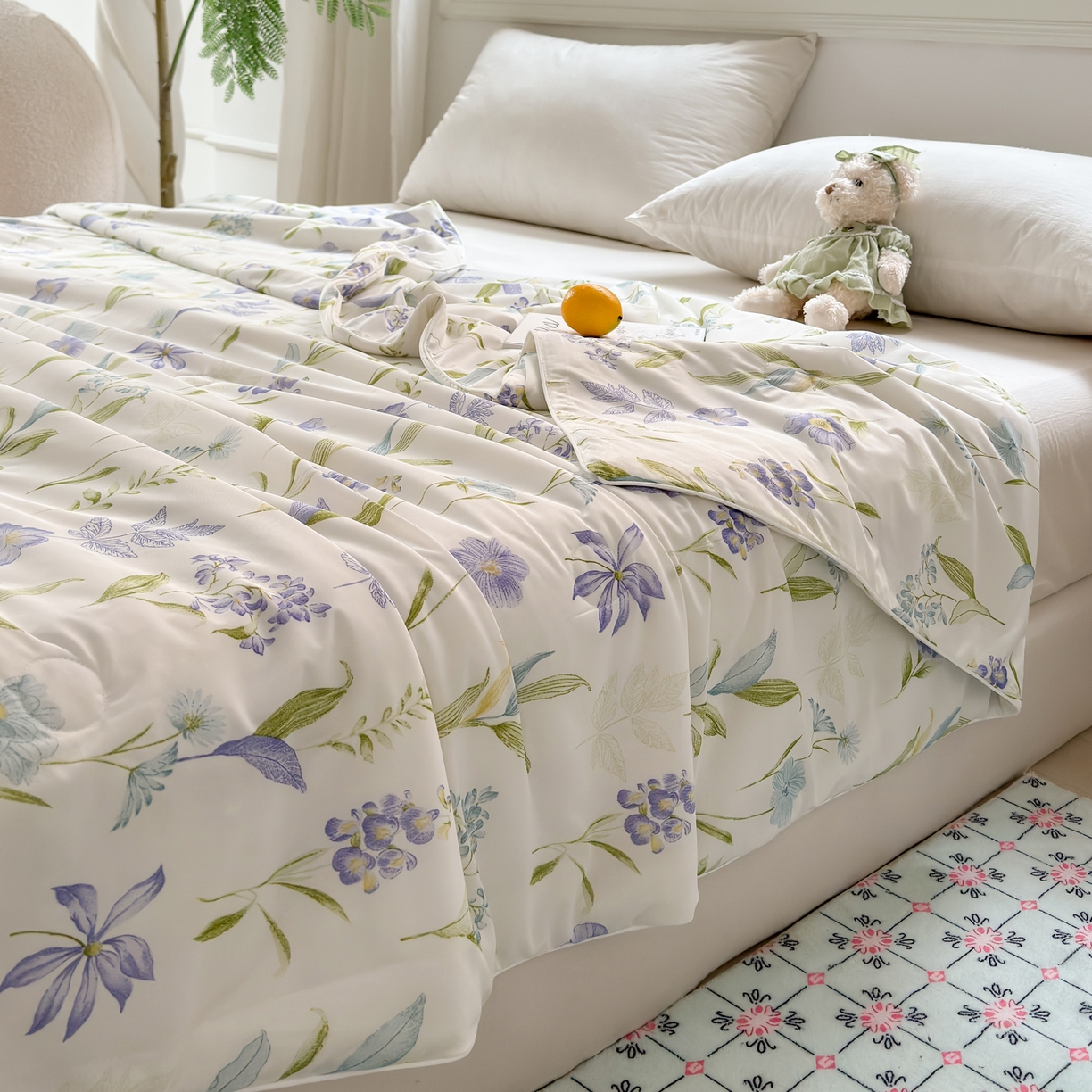 91家纺网 家纺一手货源 找家纺 雯雨家纺 2026新款A类凉感丝夏被夏凉被空调被 紫韵