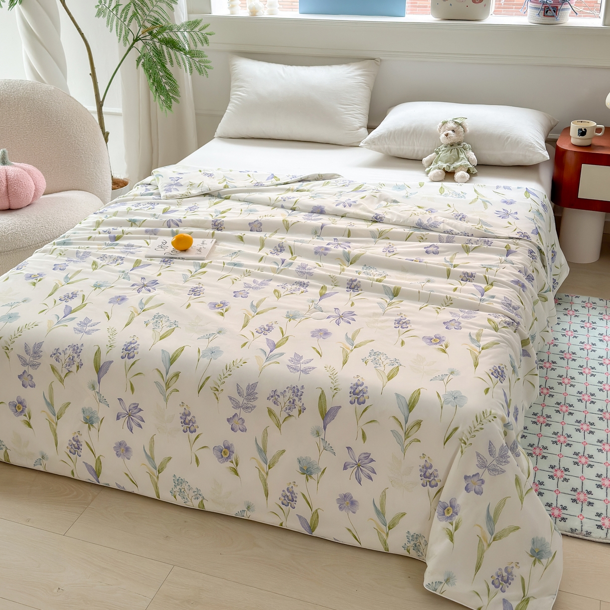 91家纺网 家纺一手货源 找家纺 雯雨家纺 2026新款A类凉感丝夏被夏凉被空调被 紫韵