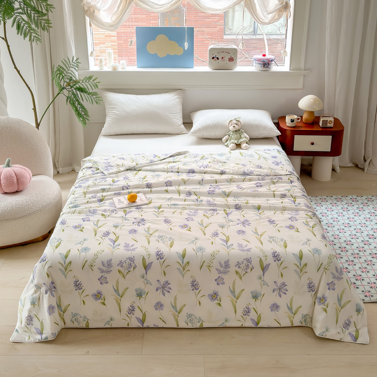 91家纺网 家纺一手货源 找家纺 雯雨家纺 2026新款A类凉感丝夏被夏凉被空调被 紫韵