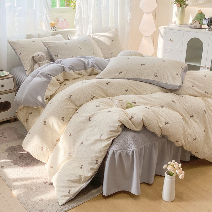 91家纺网 家纺一手货源 找家纺 优贝家纺 2026新款水洗棉古棉床盖四件套 初晴