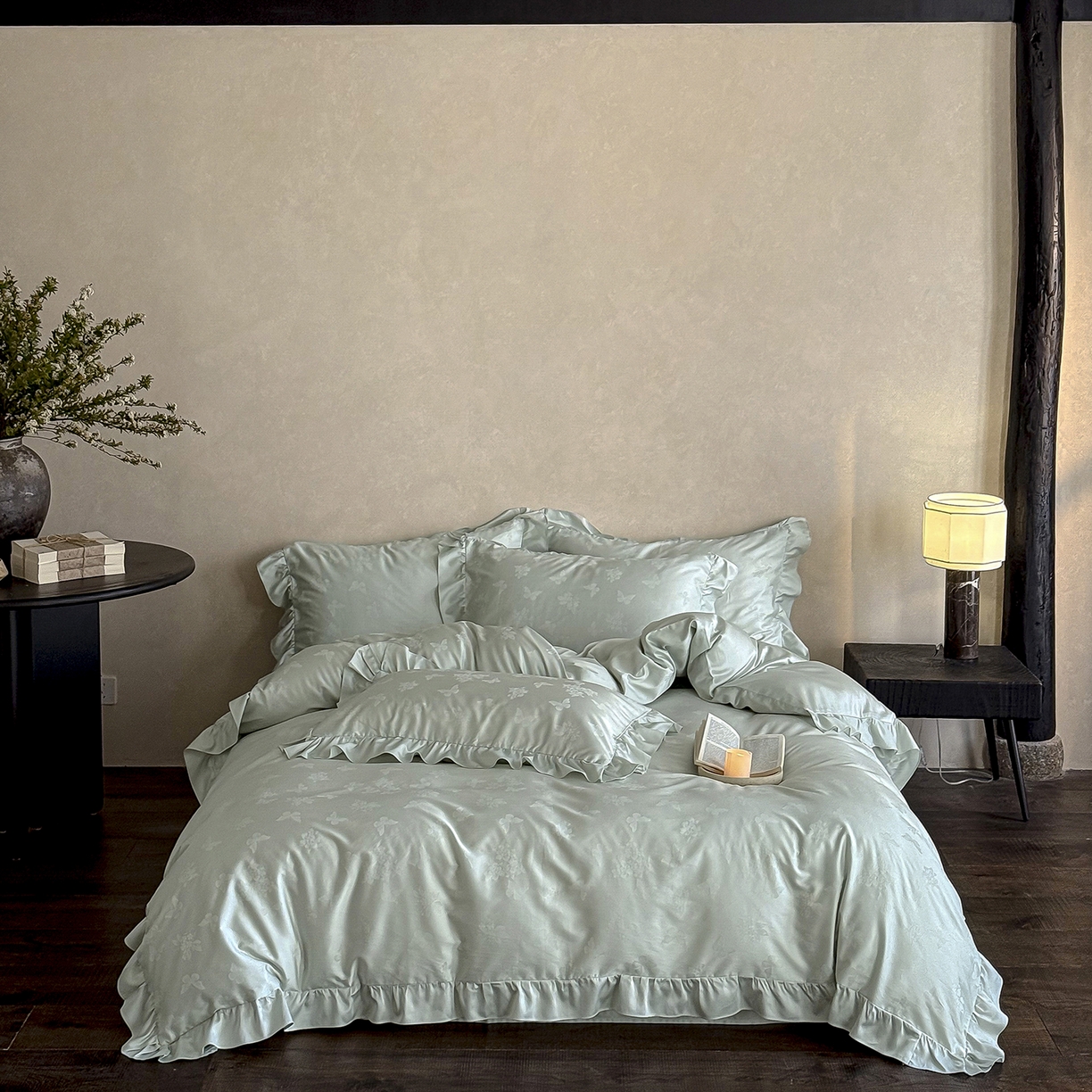 花时间 2026新款轻法式天丝棉提花四件套-蝶恋花（会员减10 参与日常超级立减后不低于348/368） 蝶恋花-绿