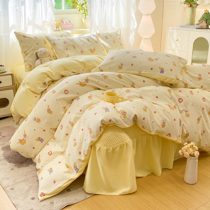 91家纺网 家纺一手货源 找家纺 优贝家纺 2026新款水洗棉古棉床盖四件套 星喵人