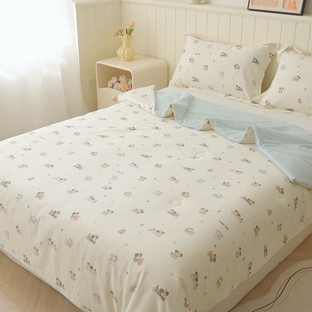 91家纺网 家纺一手货源 找家纺 （总）景眠 2026新款全棉凉感双面大豆被夏被夏凉被空调被-版二