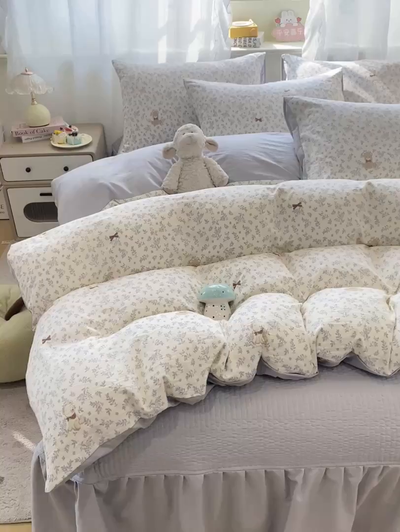 91家纺网 家纺一手货源 找家纺 优贝家纺 2026新款水洗棉古棉床盖四件套 星语