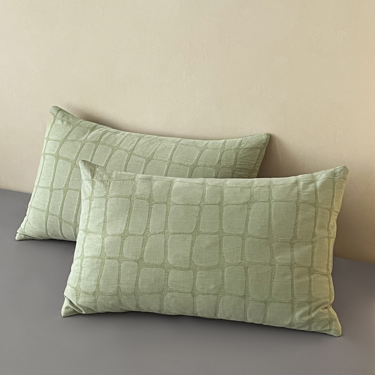 91家纺网 家纺一手货源 找家纺 吾秀家居 2026新款全棉纯棉大提花新疆棉花夏被夏凉被空调被四件套-石纹 石纹-浅绿