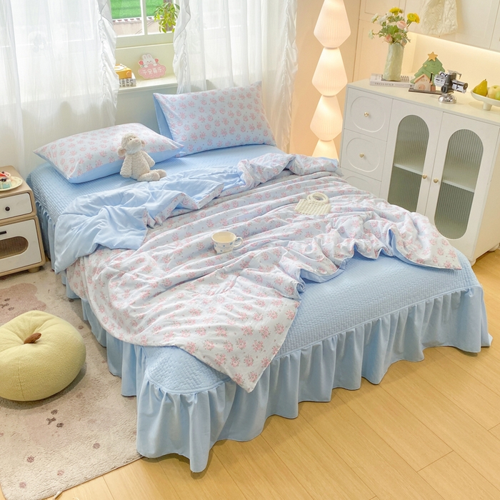 91家纺网 家纺一手货源 找家纺 （总）优贝家纺 2026新款水洗棉古棉床盖夏被四件套