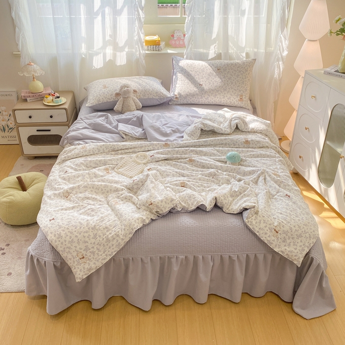 91家纺网 家纺一手货源 找家纺 （总）优贝家纺 2026新款水洗棉古棉床盖夏被四件套