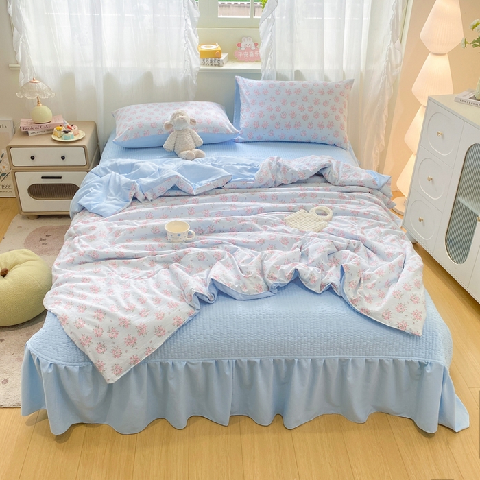 91家纺网 家纺一手货源 找家纺 （总）优贝家纺 2026新款水洗棉古棉床盖夏被四件套