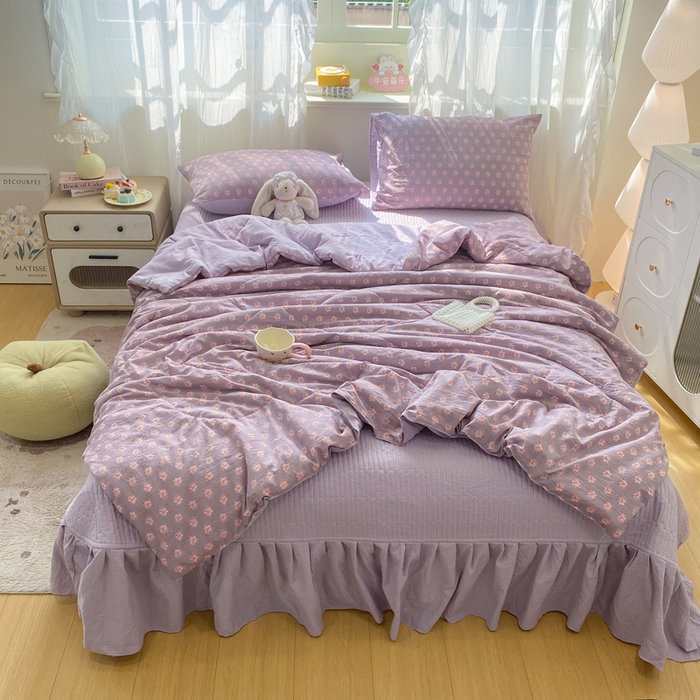 91家纺网 家纺一手货源 找家纺 （总）优贝家纺 2026新款水洗棉古棉床盖夏被四件套