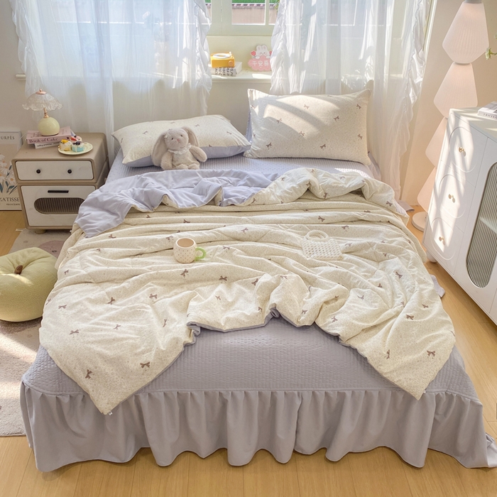 91家纺网 家纺一手货源 找家纺 （总）优贝家纺 2026新款水洗棉古棉床盖夏被四件套