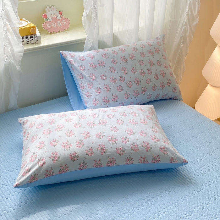 91家纺网 家纺一手货源 找家纺 优贝家纺 2026新款水洗棉古棉床盖夏被四件套 悠蓝