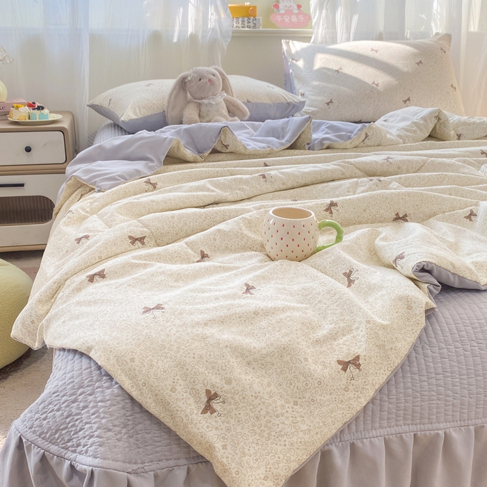 91家纺网 家纺一手货源 找家纺 优贝家纺 2026新款水洗棉古棉床盖夏被四件套 初晴