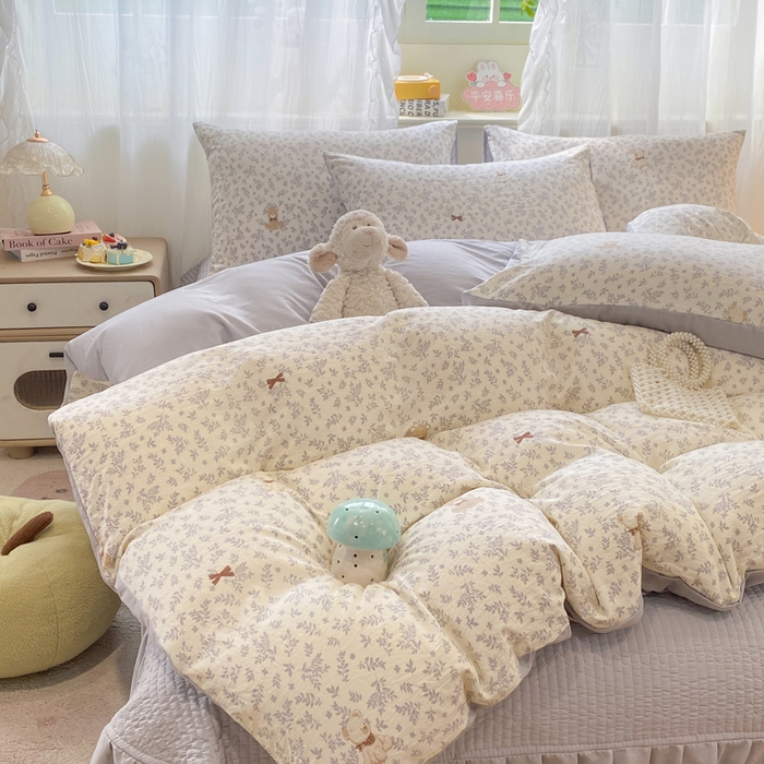 91家纺网 家纺一手货源 找家纺 优贝家纺 2026新款水洗棉古棉床盖夏被四件套 星语