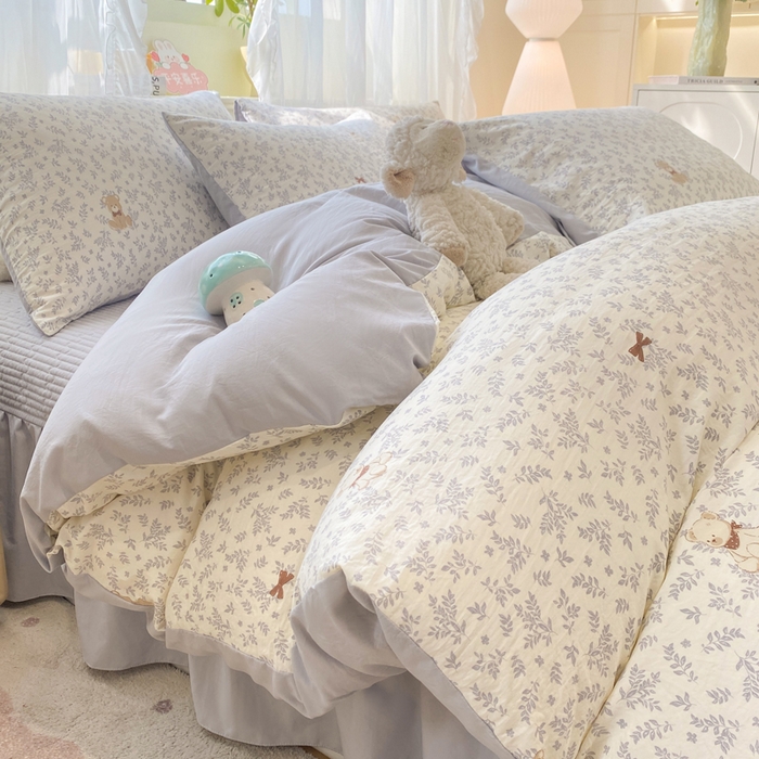 91家纺网 家纺一手货源 找家纺 优贝家纺 2026新款水洗棉古棉床盖夏被四件套 星语