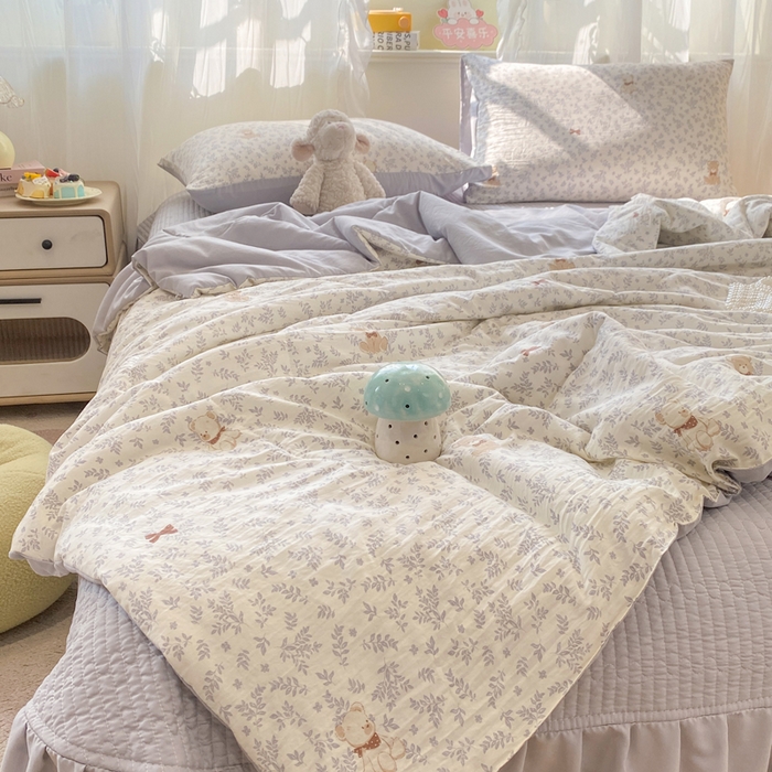 91家纺网 家纺一手货源 找家纺 优贝家纺 2026新款水洗棉古棉床盖夏被四件套 星语