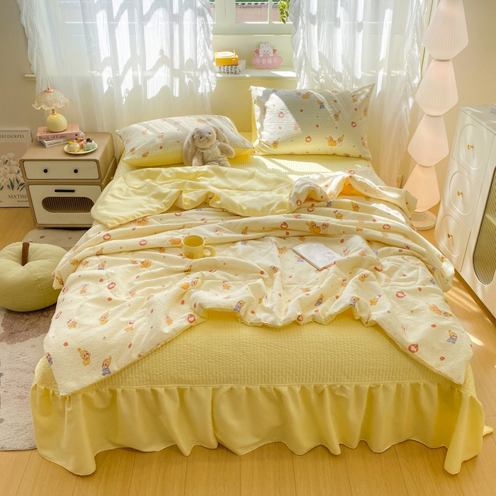 优贝家纺 2026新款水洗棉古棉床盖夏被四件套 星喵人