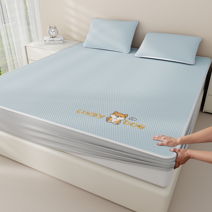 91家纺网 家纺一手货源 找家纺 （总）好福居 2026新款PE冰豆豆席-床笠款-床席款凉席三件套