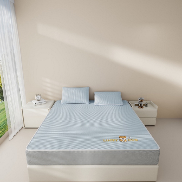 91家纺网 家纺一手货源 找家纺 （总）好福居 2026新款PE冰豆豆席-床笠款-床席款凉席三件套