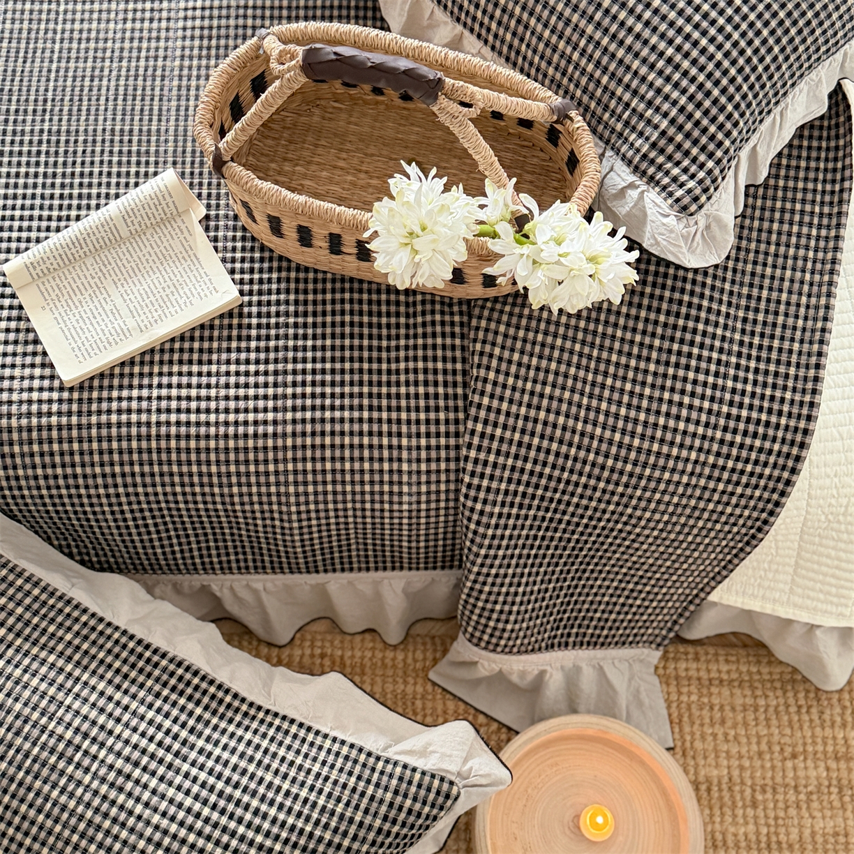 91家纺网 家纺一手货源 找家纺 （总）欣宜家纺 2026新款全棉色织水洗棉床盖三件套