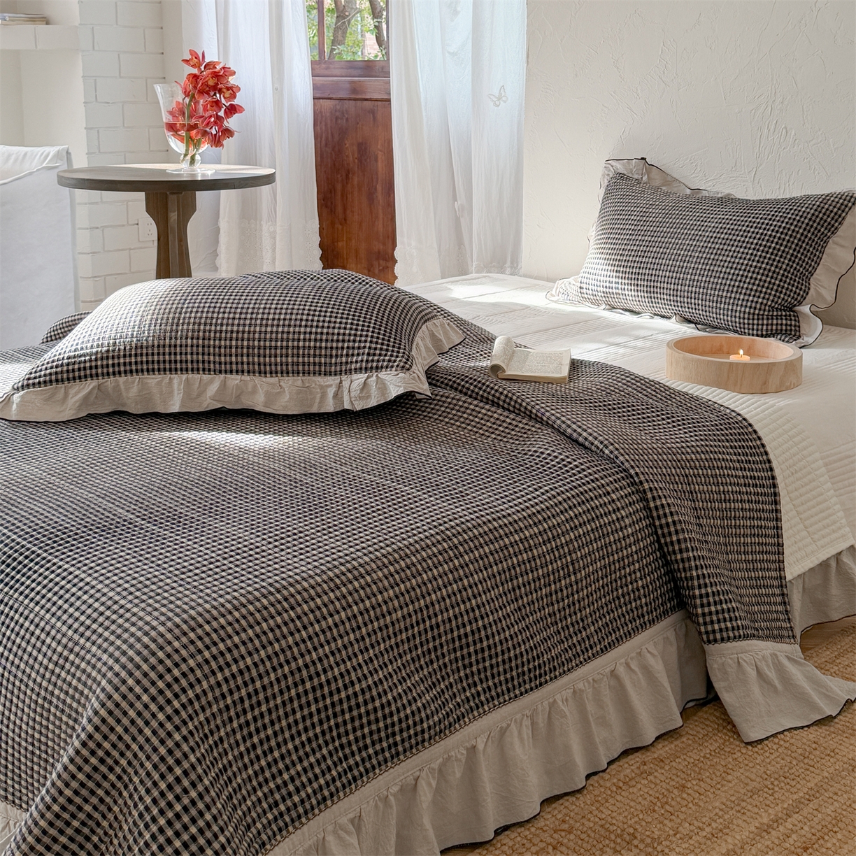 91家纺网 家纺一手货源 找家纺 （总）欣宜家纺 2026新款全棉色织水洗棉床盖三件套