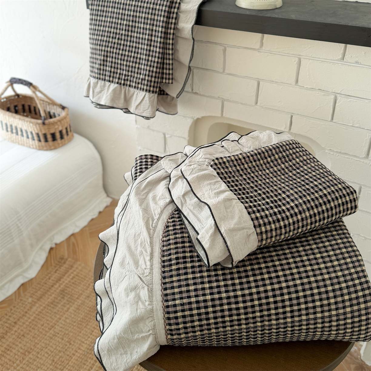 91家纺网 家纺一手货源 找家纺 （总）欣宜家纺 2026新款全棉色织水洗棉床盖三件套