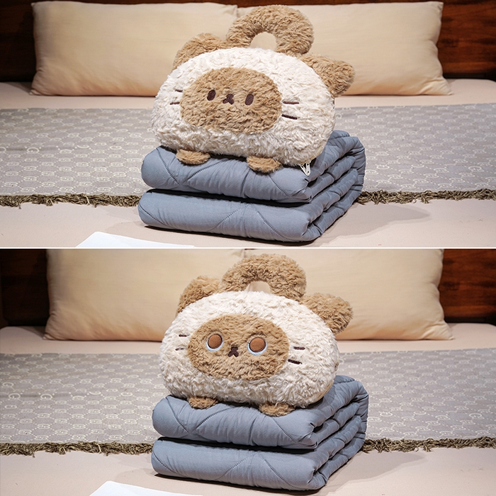 91家纺网 家纺一手货源 找家纺 （总）仟亿莱 2026新款歪耳暹罗猫手提式抱枕被