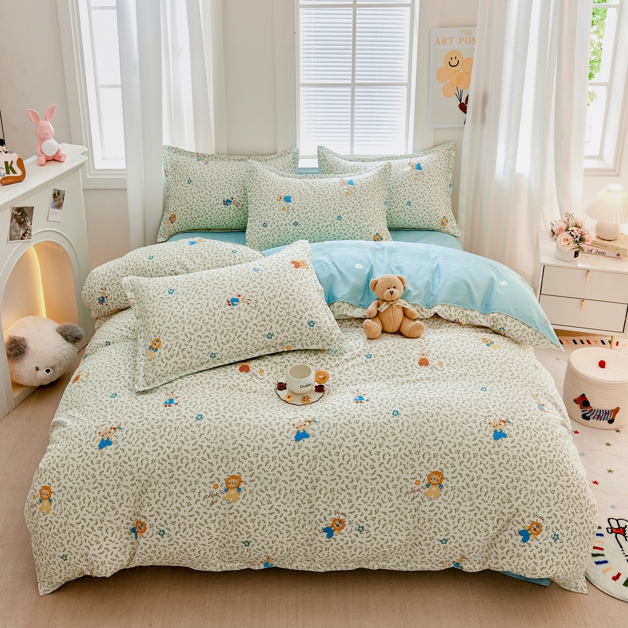 91家纺网 家纺一手货源 找家纺 （总）简冠 2026新款直播热款北欧风亲肤植物羊绒磨毛四件套 