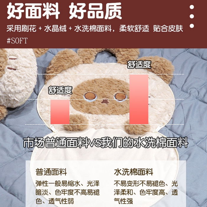 91家纺网 家纺一手货源 找家纺 仟亿莱 2026新款歪耳暹罗猫手提式抱枕被 手提豆眼暹罗猫