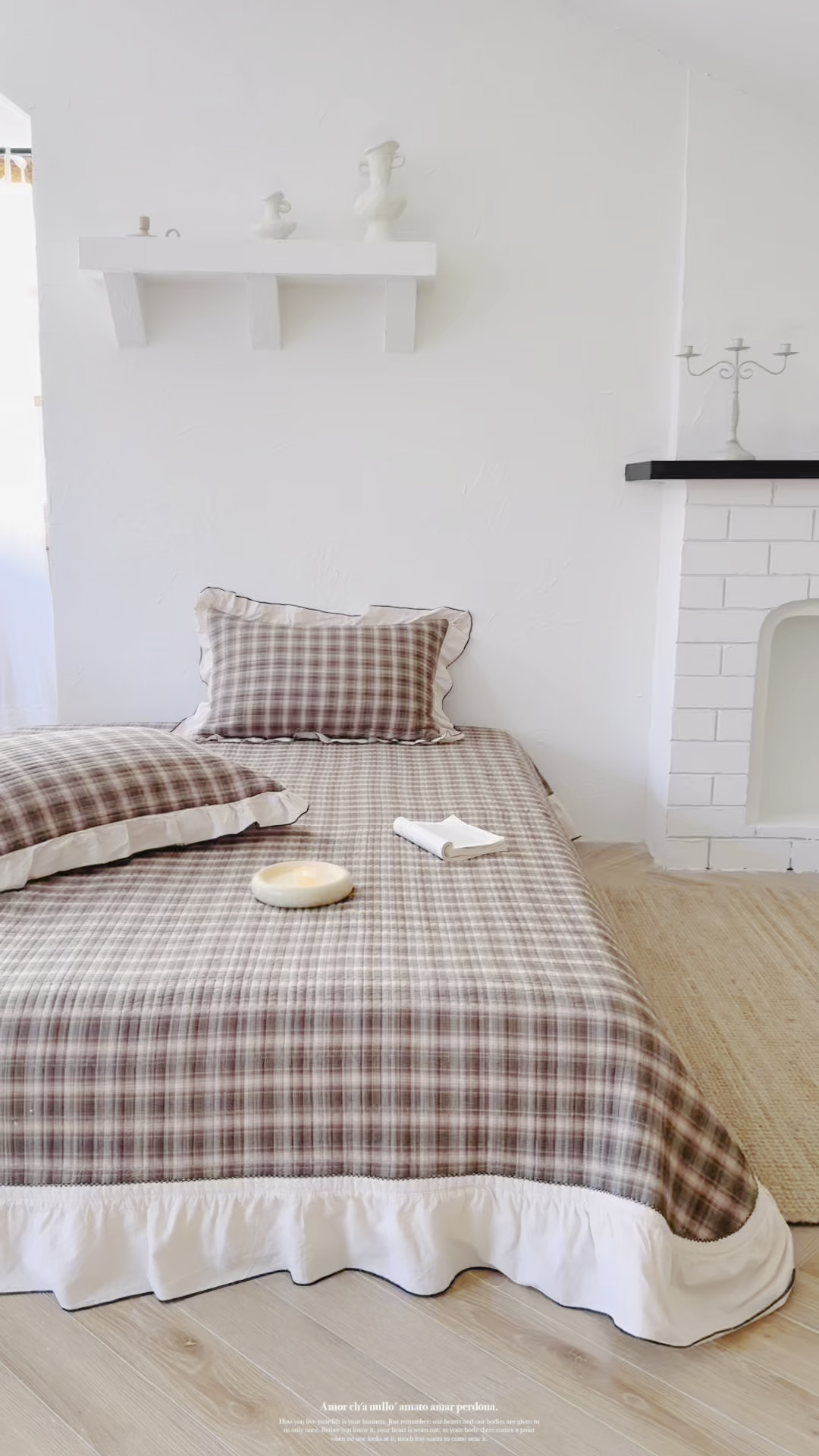 91家纺网 家纺一手货源 找家纺 欣宜家纺 2026新款全棉色织水洗棉床盖三件套 南法棕格