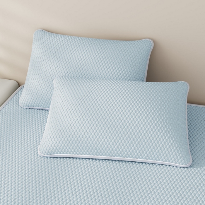 91家纺网 家纺一手货源 找家纺 好福居 2026新款PE冰豆豆席-床笠款-床席款凉席三件套 幸运小狗-蓝床笠款