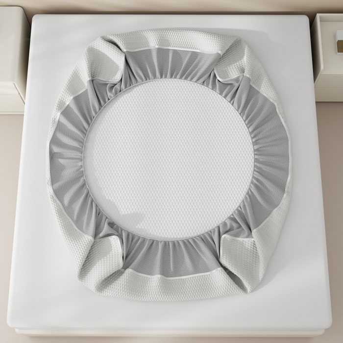 91家纺网 家纺一手货源 找家纺 好福居 2026新款PE冰豆豆席-床笠款-床席款凉席三件套 幸运小狗-灰床笠款