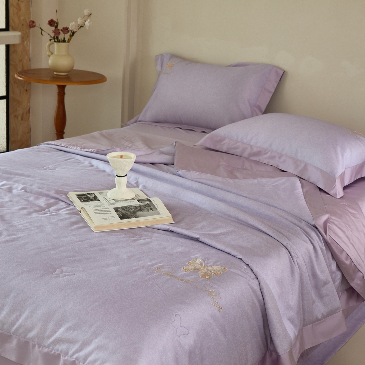 91家纺网 家纺一手货源 找家纺 栩裕纺织 2026新款夏被四件套-琉光 香芋紫