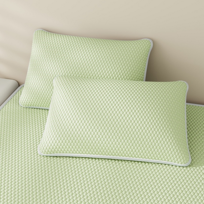 91家纺网 家纺一手货源 找家纺 好福居 2026新款PE冰豆豆席-床笠款-床席款凉席三件套 幸运小狗-绿床笠款