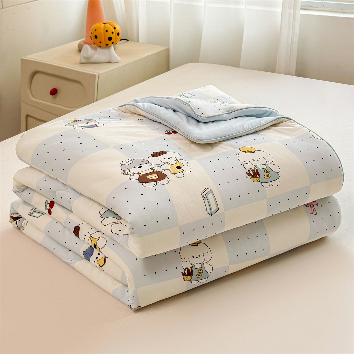 91家纺网 家纺一手货源 找家纺 （总）景眠 2026新款凉感丝印花仿锦氨大豆夏被夏凉被空调被