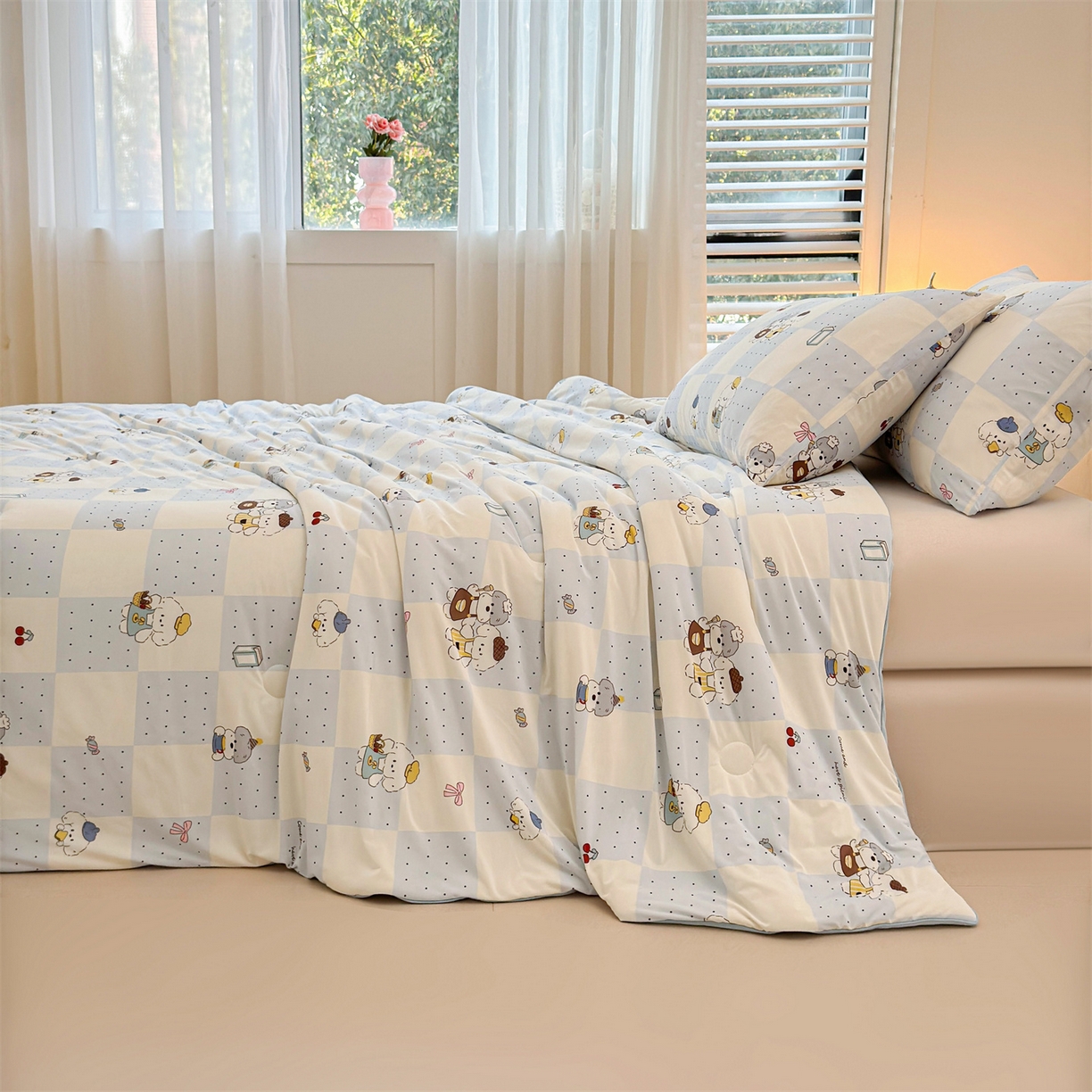 91家纺网 家纺一手货源 找家纺 （总）景眠 2026新款凉感丝印花仿锦氨大豆夏被夏凉被空调被