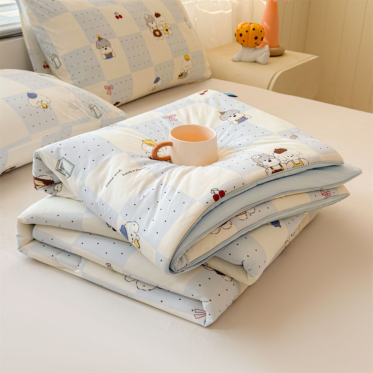 91家纺网 家纺一手货源 找家纺 （总）景眠 2026新款凉感丝印花仿锦氨大豆夏被夏凉被空调被