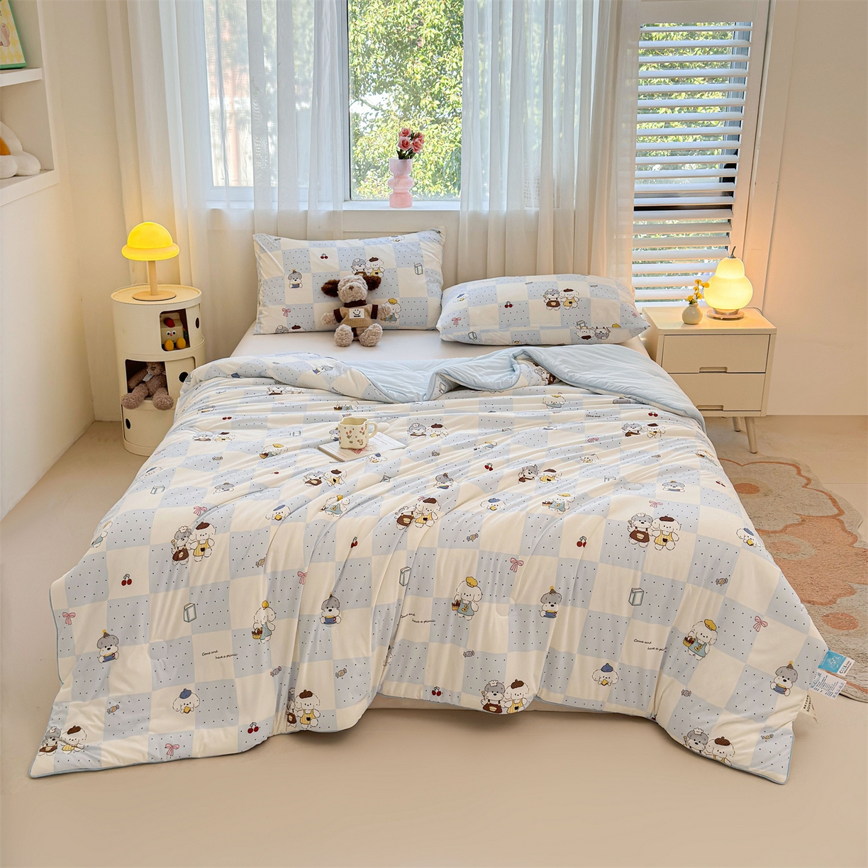 91家纺网 家纺一手货源 找家纺 （总）景眠 2026新款凉感丝印花仿锦氨大豆夏被夏凉被空调被