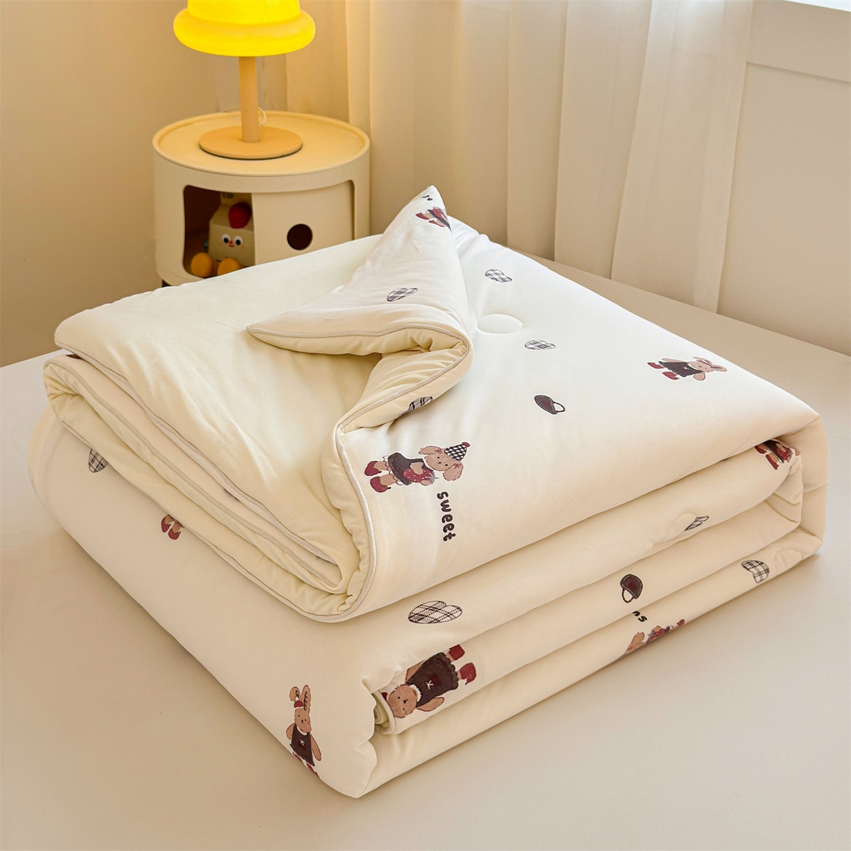 91家纺网 家纺一手货源 找家纺 （总）景眠 2026新款凉感丝印花仿锦氨大豆夏被夏凉被空调被