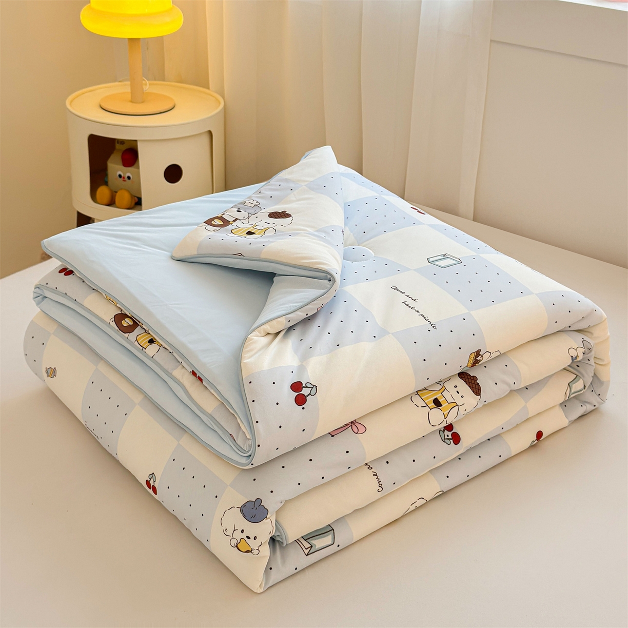 91家纺网 家纺一手货源 找家纺 （总）景眠 2026新款凉感丝印花仿锦氨大豆夏被夏凉被空调被