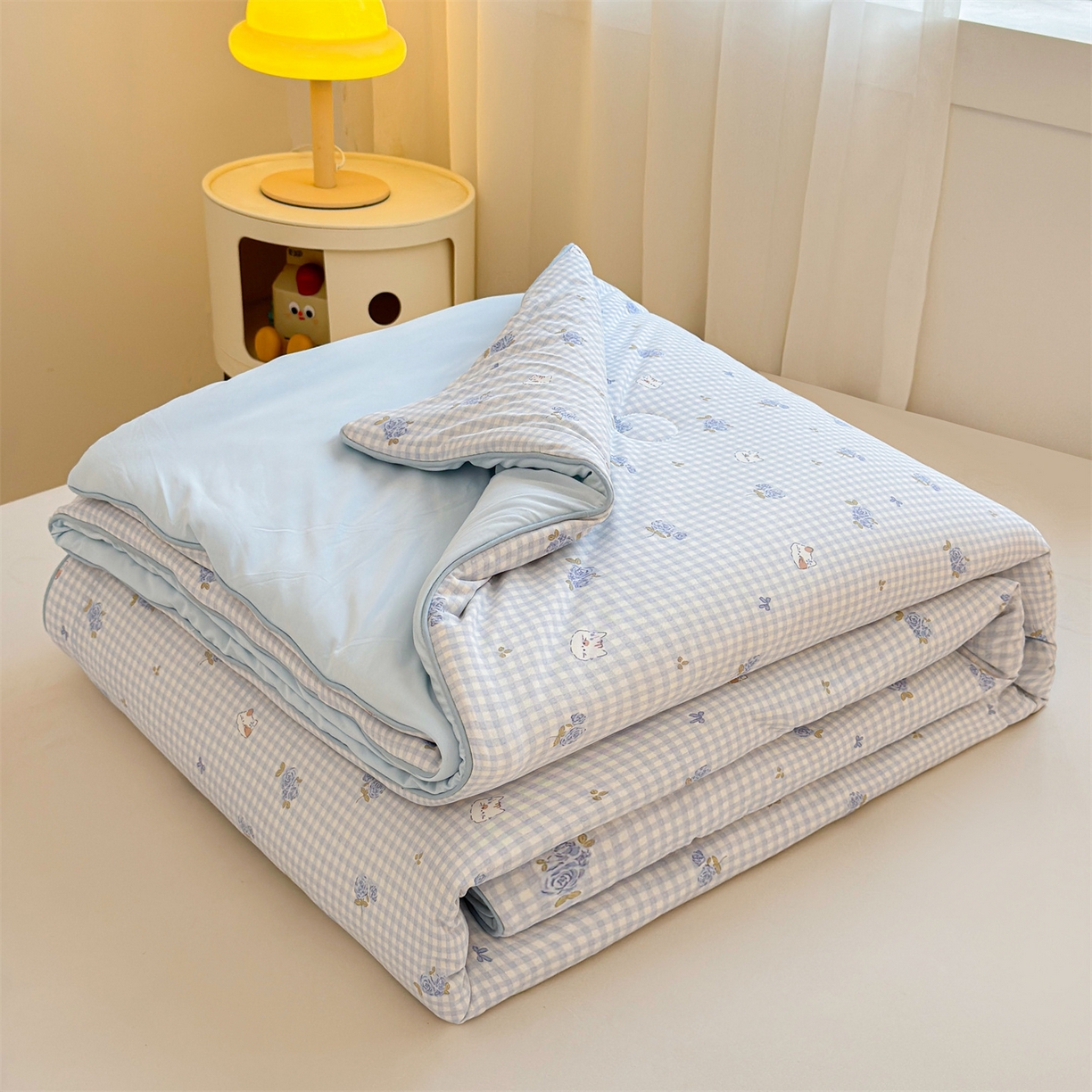 91家纺网 家纺一手货源 找家纺 （总）景眠 2026新款凉感丝印花仿锦氨大豆夏被夏凉被空调被