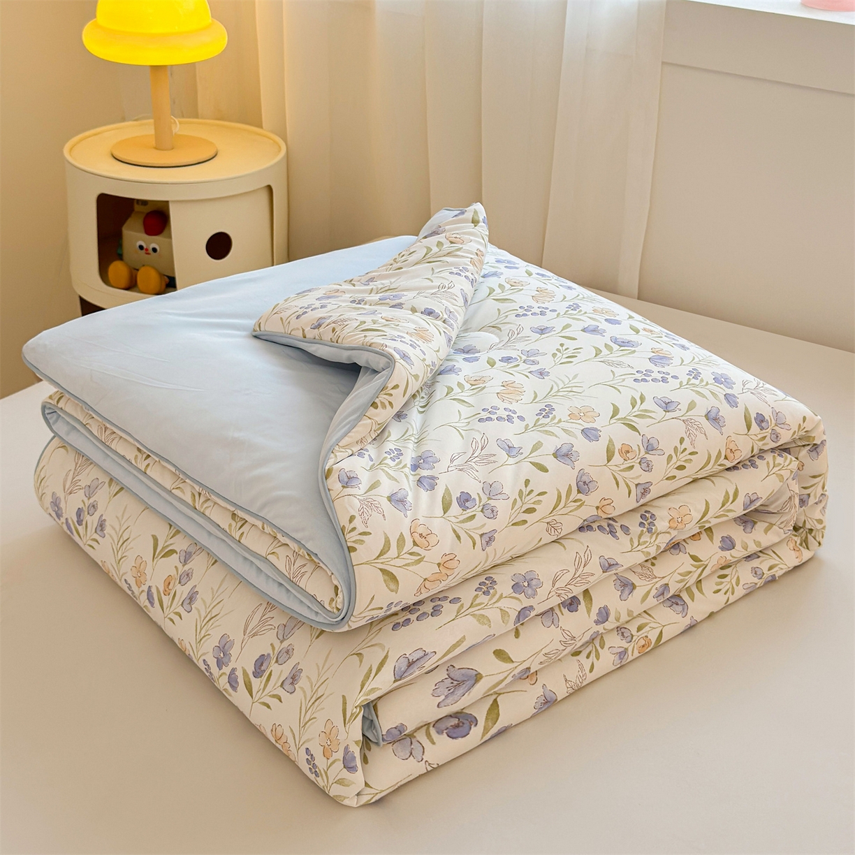 91家纺网 家纺一手货源 找家纺 （总）景眠 2026新款凉感丝印花仿锦氨大豆夏被夏凉被空调被