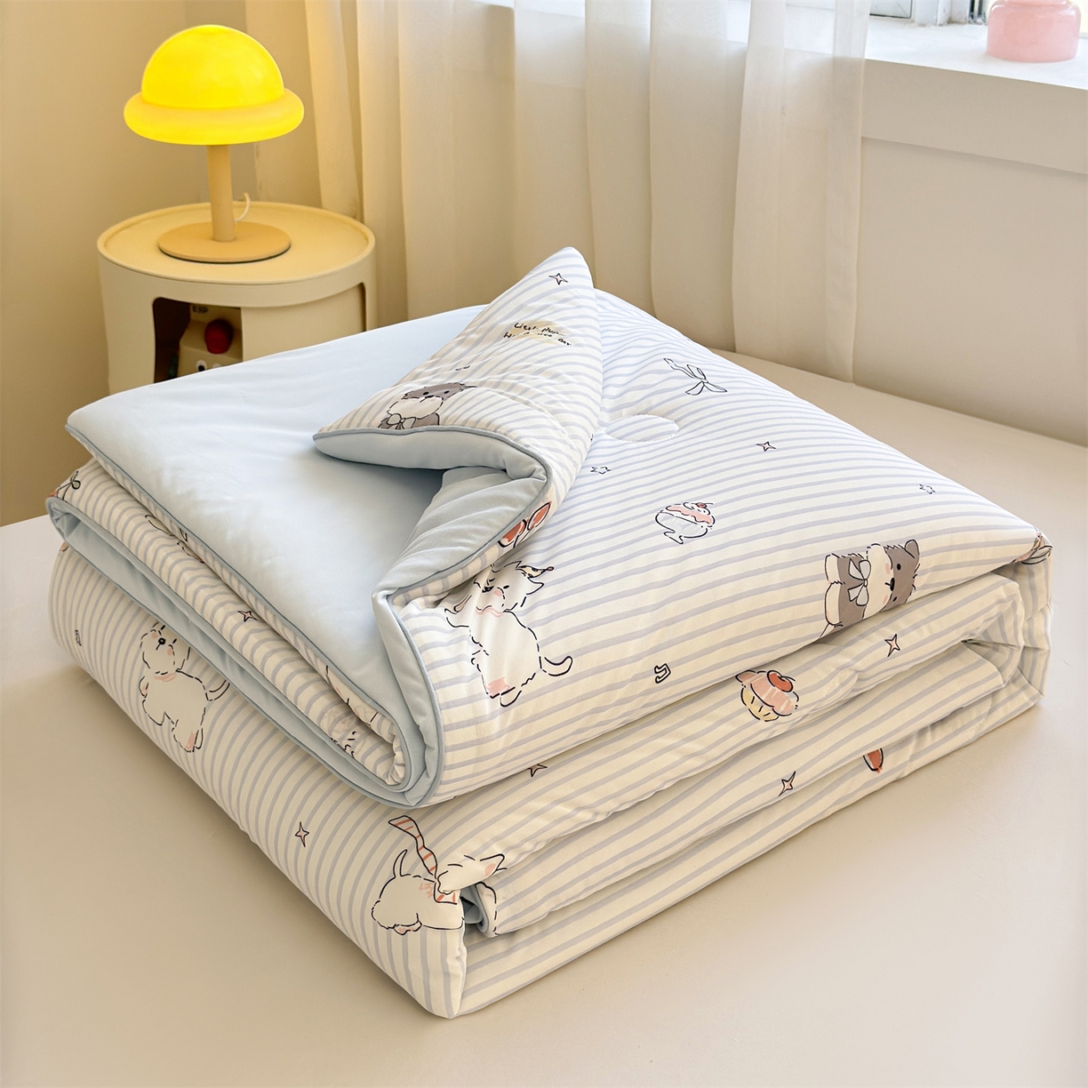 91家纺网 家纺一手货源 找家纺 （总）景眠 2026新款凉感丝印花仿锦氨大豆夏被夏凉被空调被