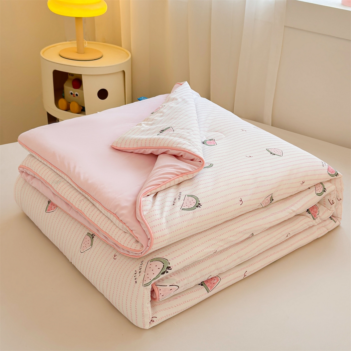 91家纺网 家纺一手货源 找家纺 （总）景眠 2026新款凉感丝印花仿锦氨大豆夏被夏凉被空调被