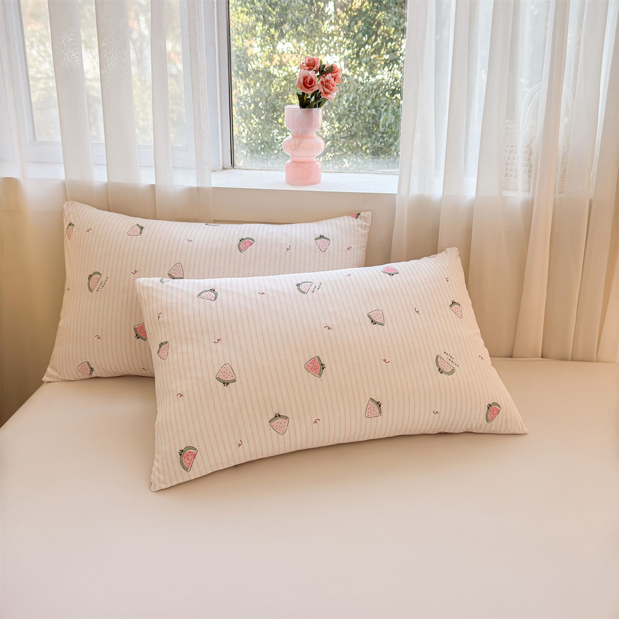 91家纺网 家纺一手货源 找家纺 景眠 2026新款凉感丝印花仿锦氨大豆夏被夏凉被空调被 西瓜派